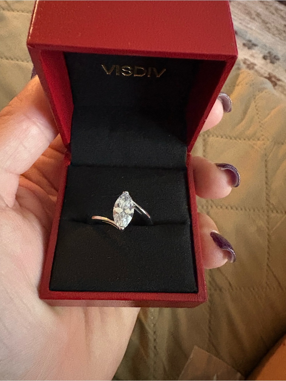 VISDIV 2CT Engagement Ring for Women Marquise Cut Sterling Silver